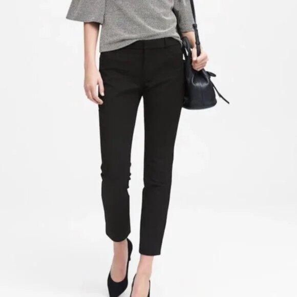 Banana Republic Pants - BANANA REPUBLIC Sloan Black Ankle Straight Leg Trousers - EUC